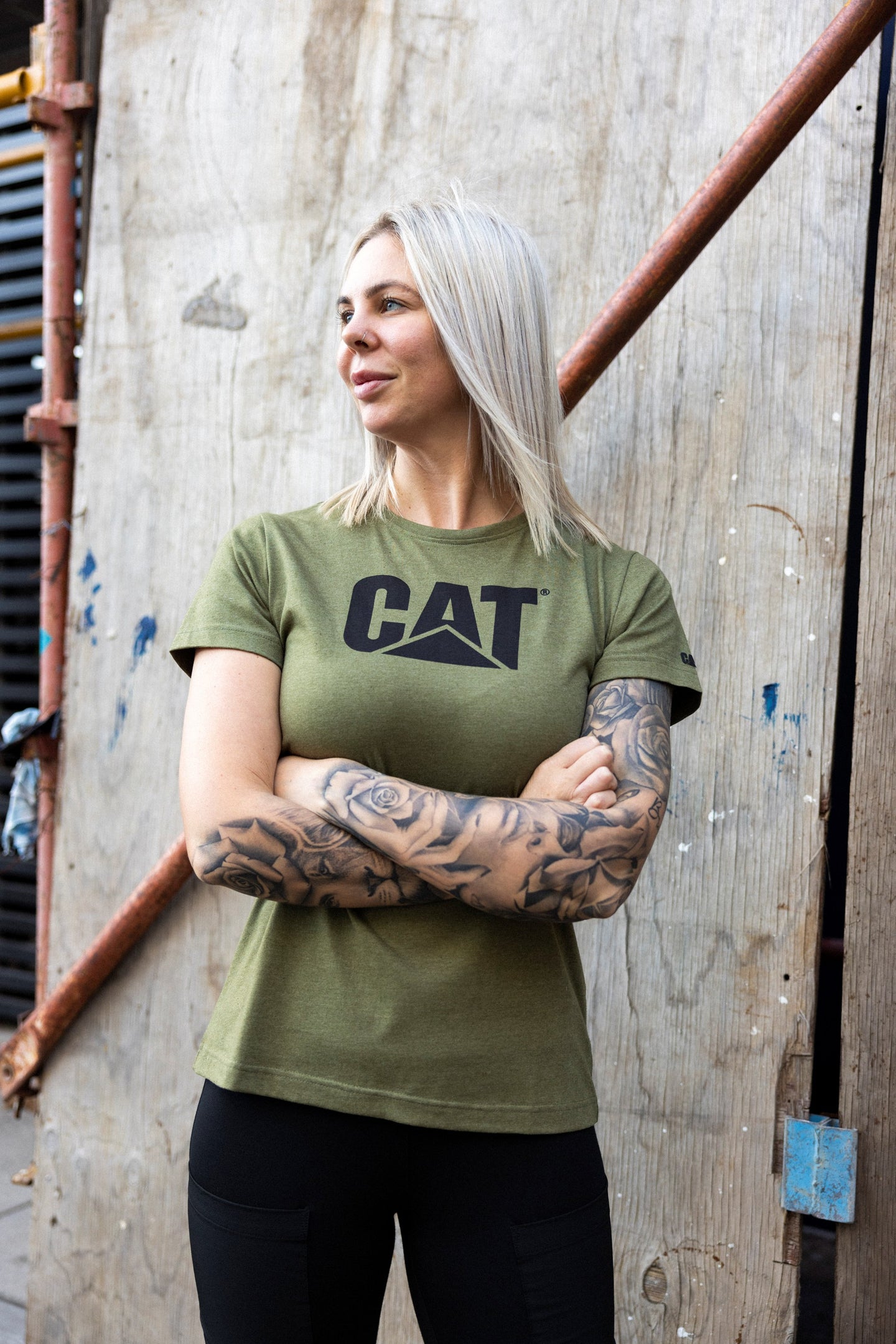 CAT Trademark Logo Women's Tee - Marshland Heather