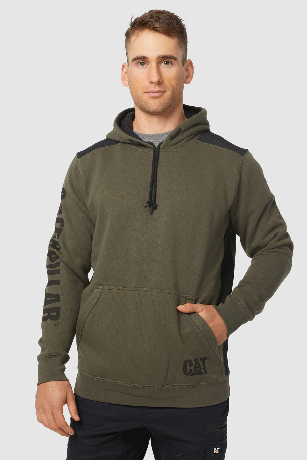 CAT Logo Panel Hooded Sweatshirt